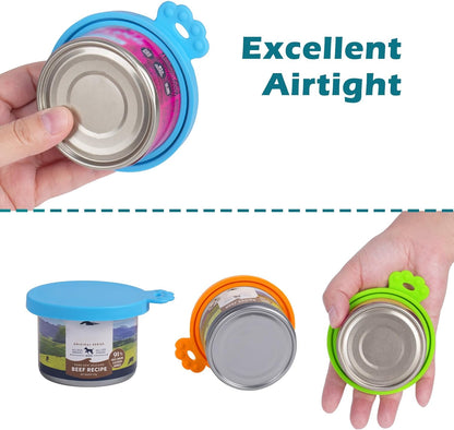 5 Pack Silicone Pet Can Cover Lids, Universal Size for Dog Cat Food, 1 Fit 3 Standard Size Can Tops, BPA Free Dishwasher Safe (Blue, Green, Orange, Pink, Yellow)