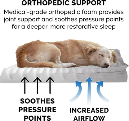 Orthopedic Dog Bed for Medium/Small Dogs W/ Pillow Cushion Top & Removable Washable Cover, for Dogs up to 35 Lbs - Minky Plush & Suede Pillow Top Mattress - Titanium Gray, Medium