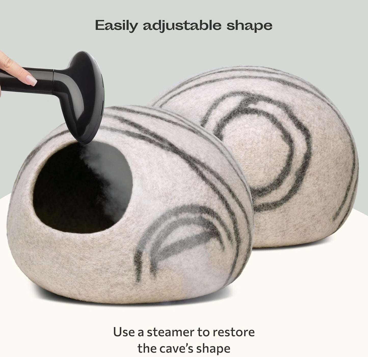 Cat Cave – Premium Felt Cat Bed for Indoor Cats, Handmade Merino Wool (Light Gray, Large)