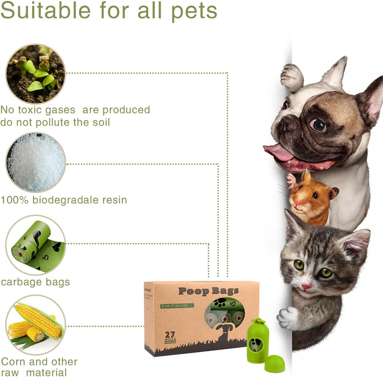 Dog Poop Bags 280 Counts: Extra Thick Leakproof Waste Bag with Dispenser for Doggy (Scented)